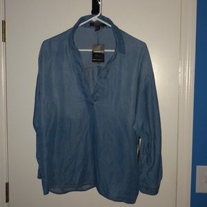 Soft jeans blouse with collar
